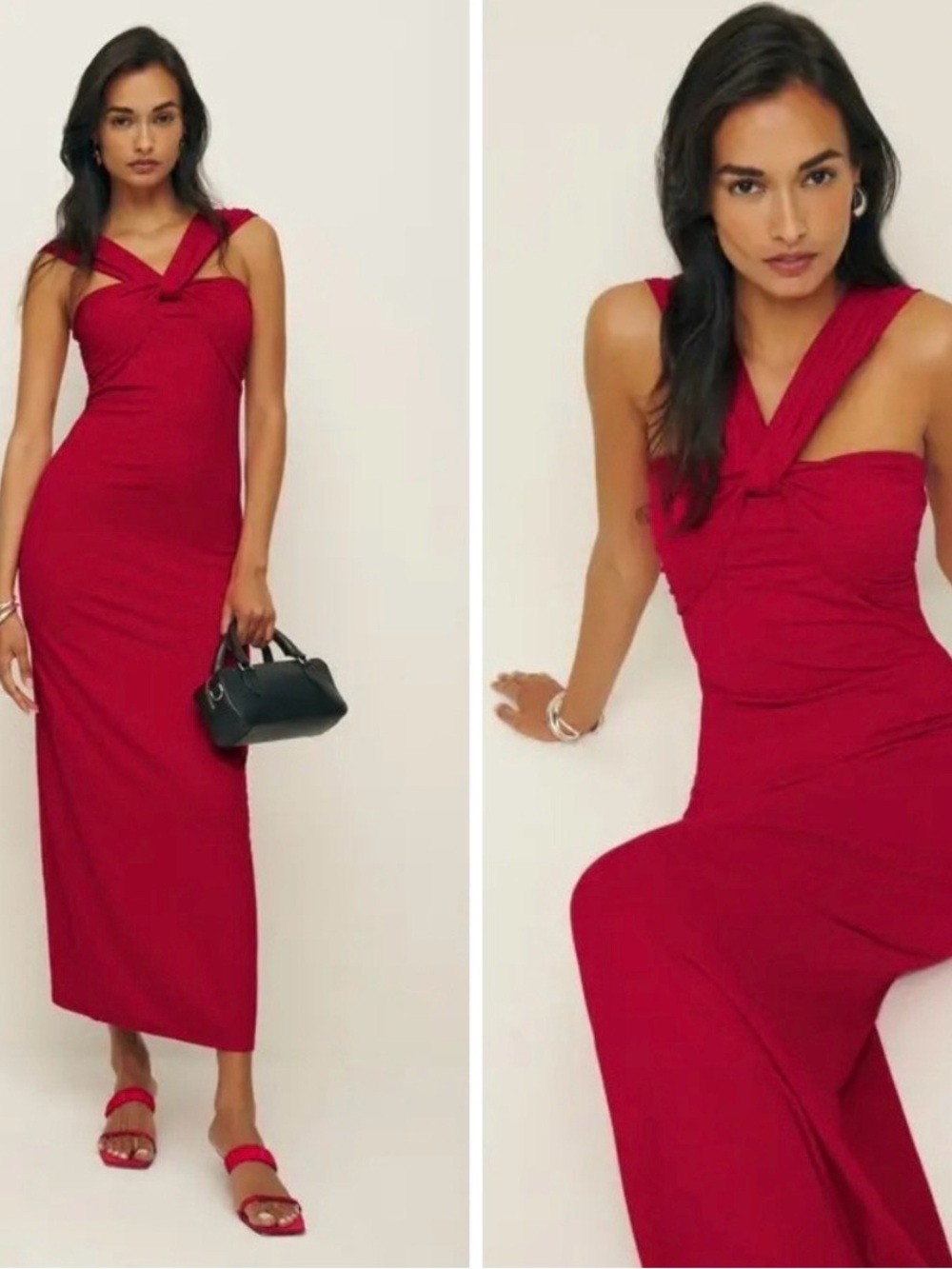 Reformation Xena Red Twist-Strap Maxi Dress - Women